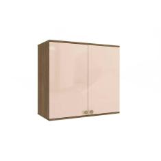 Imagem de Armário Aéreo P/ Cozinha Curve N645 C/2 Portas 80cm Nogueira/macadamia - Kappesberg