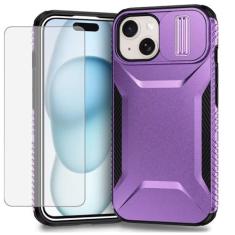 Imagem de Ueokeird Capa para iPhone 15 Plus, capa para Apple 15 Plus com protetor de tela de vidro temperado e capa para câmera deslizante, antiderrapante, resistente, à prova de choque, para iPhone 15 Plus,