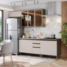 Imagem de Cozinha Compacta 4 Peças 100% Mdf Com Aéreo Para Geladeira - Henn