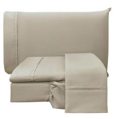 Imagem de Jogo Cama Lençol Queen Conforto Percal 300 Fios 4 Peças Bege - Casa Sh