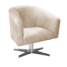 Imagem de Poltrona Giratória Stella Suede Bege Base Cromada - D'Rossi