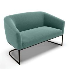 Imagem de Sofá Namoradeira 2 Lugares Base Industrial Preto Stella Bouclê D03 - D'rossi Cor Verde Menta