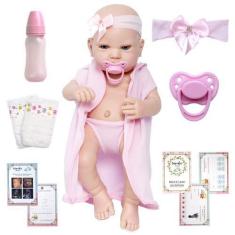 Imagem de Boneca Reborn Bebe Lara Toda De Silicone Pode Banho - Cegonha Reborn D