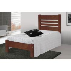 Imagem de Cama De Solteiro Prime De Madeira Maciça Angelim Pedra/Tauari - Cor Ca