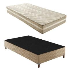 Imagem de Box Solteiro Júlia 42x88x188cm com Colchão Solteiro Unique D33 Plus Duoface 25x88x188cm Rustico Bege