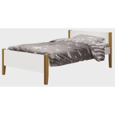 Imagem de Cama Babá Solteiro Simba Branco Fosco com Madeira - Reller