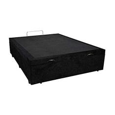 Imagem de Cama Box Baú Casal Blindado Suede Preto Com Pistão A Gás