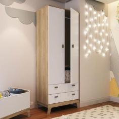 Imagem de Guarda Roupa Infantil Com 2 Portas 2 Gavetas Itapuã Branco - Completa