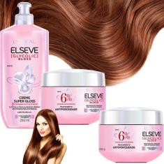Imagem de Kit Elseve Gloss Super Creme Pentear Mascara Antiporosidade