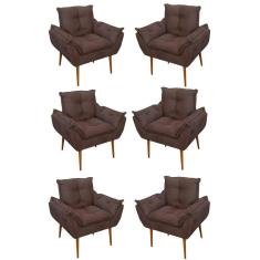 Imagem de Kit 06 Sofás 1 Lugar De Luxo Opala Sala, Quarto Suede Cor:marrom