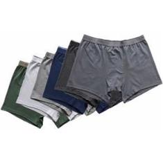 Imagem de Kit 6 Cueca Box Boxer Plus Adulto Cores Lisas Cotton Algodão