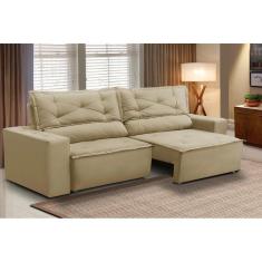 Imagem de Sofá Retrátil e Reclinável 3 lugares com Molas 1,80m Livia Suede Bege Adonai Estofados