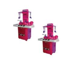 Imagem de Kit 2 Big Cozinha Infantil Completa Menina Fogãozinho Criança Sai Água