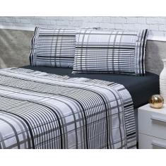 Imagem de Jogo Lençol 4 Peças Cama Viúva 1,88mx1,28mx30cm 100% Algodão 180 Fios 