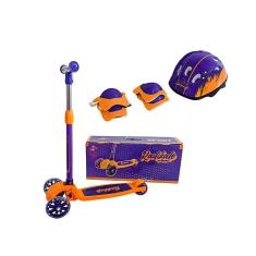 Imagem de Patinete Sport + Kit Proteção Dobrável Suporta 50kg Roda Led