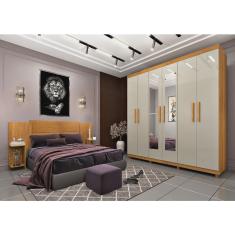 Imagem de Guarda Roupa Casal 06 portas 03 gavetas com Espelho e pés Olimpo Tcil