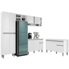 Imagem de Cozinha Compacta Vanessa E Balcão Gabinete Com Tampo Tatiane 120cm Branco - Ajl Móveis