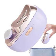 Imagem de Cortador de unhas automático, aparador de unhas elétrico para adultos - Cortador de unhas com luz LED - Cortador de unhas e arquivo 2 em 1, aparador de unhas de segurança recarregável USB com armazena