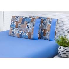 Imagem de Jogo Lençol Solteiro King 2 Peças (2,10x1,10x30cm) 180 Fios Patchwork 