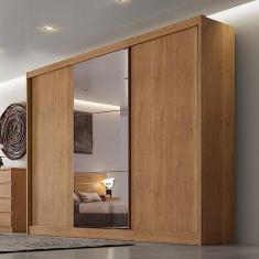 Imagem de Guarda Roupa Casal com Espelho 3 Portas 6 Gavetas Wood Novo Horizonte Cumaru