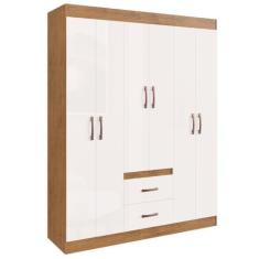 Imagem de Guarda Roupa 6 Portas 02 Gavetas Montevideu - Cor  Nogueira Off - Dori