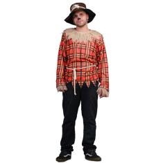 Imagem de Fantasia Halloween Espantalho Masculino Adulto Com Chapéu