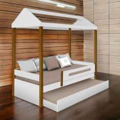 Imagem de Cama Casa Lara Branca com Auxiliar e 02 Colchões