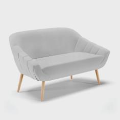 Imagem de Namoradeira 02 Lugares Giovana Linho Cinza A05 Pés Palito Natural - D'Rossi