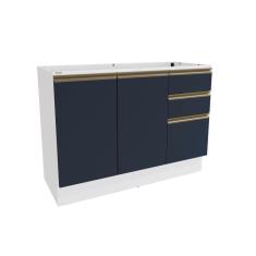 Imagem de Balcão De Pia Celeste Kappesberg 100% Mdf 2 Portas 3 Gavetas Branco/azul 120cm