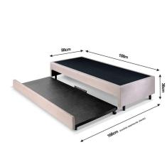 Imagem de Base Box Solteiro com Auxiliar 88x188x36 Cm Bege