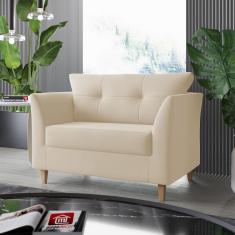 Imagem de Sofá Namoradeira Para Sala Decorativa Isis Suede Bege Visan Estofados