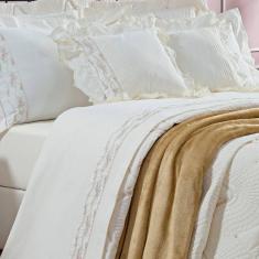Imagem de Jogo de Cama Casal Lisse 4 Peças Percal 200 Fios Bernadete Casa Palha