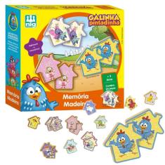 Imagem de Jogo da Memória Galinha Pintadinha em Madeira 24 Peças Brinquedo Infantil Didático
