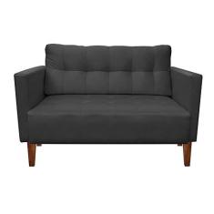 Imagem de Sofá Retrô Namoradeira 2 Lugares Livia Suede Grafite - D'Rossi