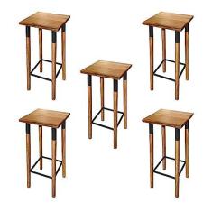 Imagem de KIT 5 BANQUETAS BISTRO INDUSTRIAL COLORS FERRO E MADEIRA MACIÇA - PRETA