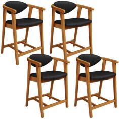 Imagem de Kit 04 Banquetas Baixa Para Cozinha Sala Jantar Bancada Cecília L02 ma