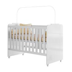 Imagem de Berço Simples MDF Quarto Infantil Bebê 4 Rodinhas/Rodízios C/ Colchão Amore