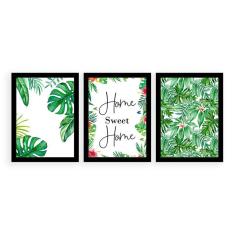 Imagem de Kit 3 Quadros Decorativos 27x36cm cada Home Sweet Home