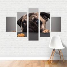 Imagem de Quadro Em Tela Canvas  Pug Cachorro Cão E Petisco  110X65