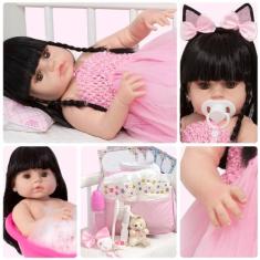 Imagem de Boneca Reborn Realista Morena Bailarina Enxoval Completo