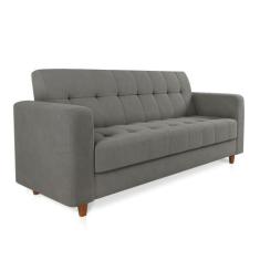 Imagem de Sofá 03 Lugares Arezzo Suede Grafite Pés Chanfrado Castanho - D'rossi