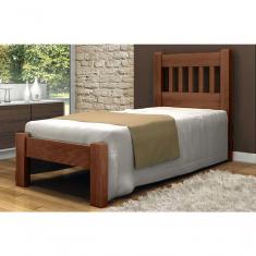 Imagem de Cama de Solteiro Lisboa de Madeira Maciça Angelim Pedra Tauari Castanho