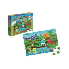 Imagem de Brinquedo Quebra-Cabeça Fofossauros 100 Peças 36X24 Cm Cena Cartão Núm