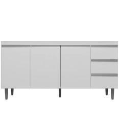 Imagem de Gabinete Balcão Tesser 1.50m 3 Portas 3 Gavetas C/ Tampo Cozinha Branco - Bela Móveis