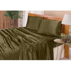 Imagem de Jogo De Lençol Casal Padrão Cetim Seda Cobre 4 Peças - Confecções Elba