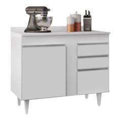 Imagem de Balcão Gabinete 100cm Com Tampo 2 Portas Luziania Branco - Lumil - Lum