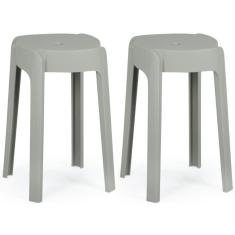 Imagem de Kit 2 Banquetas Baixa Empilhável Nordica - Cinza