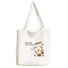 Imagem de Bolsa de lona com estampa de urso de desenho animado, bolsa de compras casual