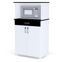 Imagem de Balcão Microondas Cozinha 2 Portas Carina Branco E Preto Flex 970 Ajl