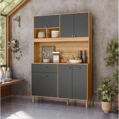Imagem de Armário Para Cozinha 6 Portas 1 Gaveta 120 cm Freijó Cinza Erva Doce Nicioli